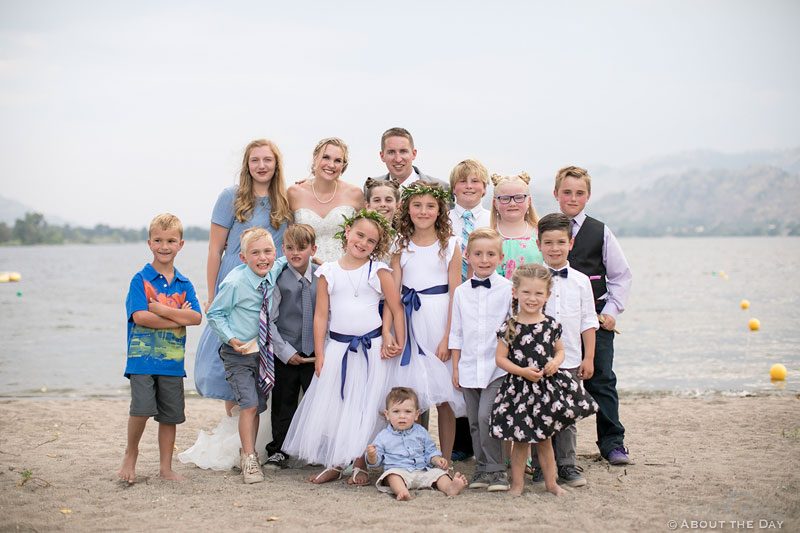 Bride and Groom with all the kids