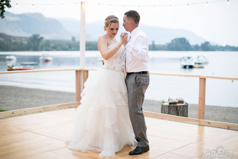 Bride and Groom's first dance on the lakeside