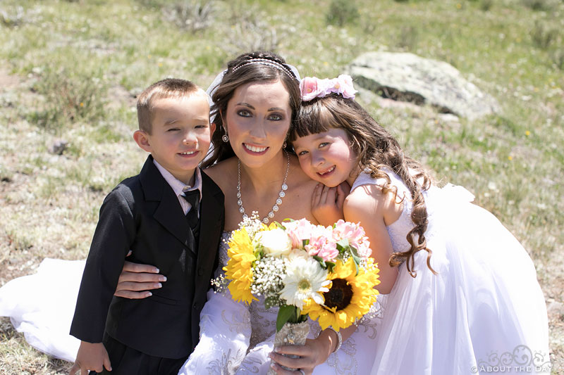 Bride and the kids
