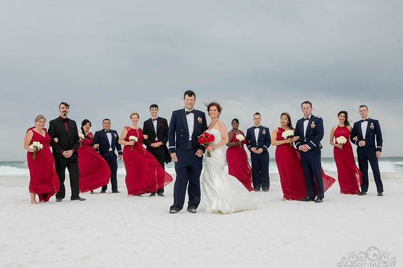 Air Force Wedding party on Princess Beach in Destin, FL