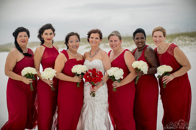 Rebecca and her Bridesmaids on Princess Beach in Destin, FL