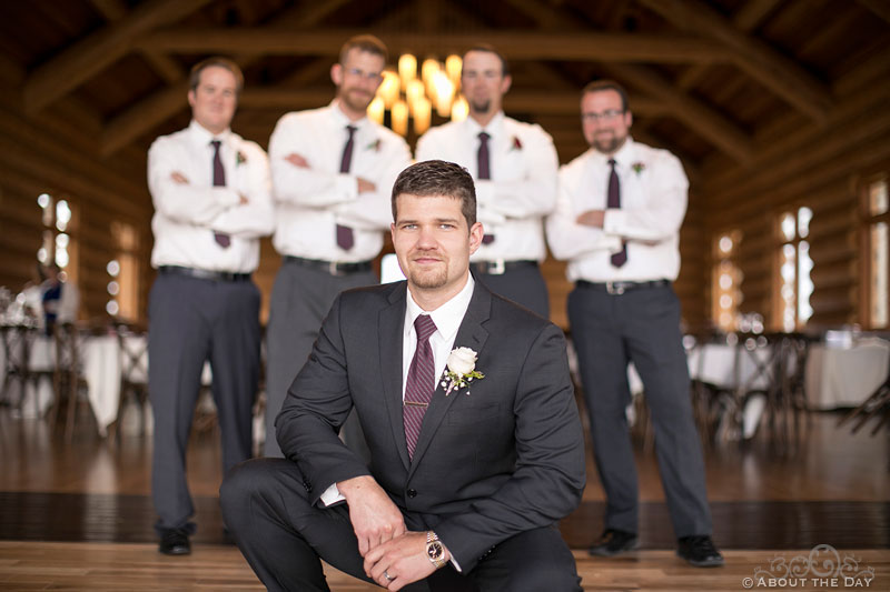 Great looking Groom and his groomsmen at the Evergreen Aviation & Space Museum