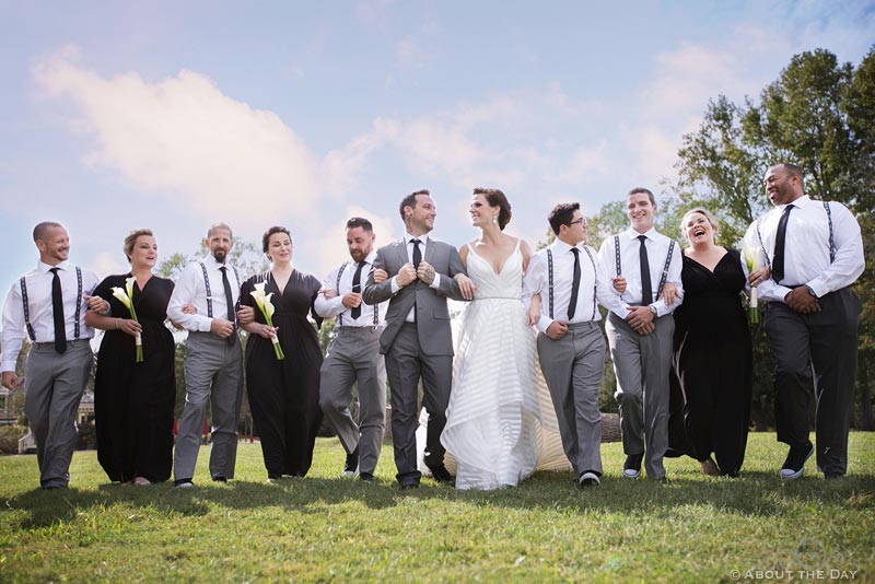 The entire wedding party goes for a walk