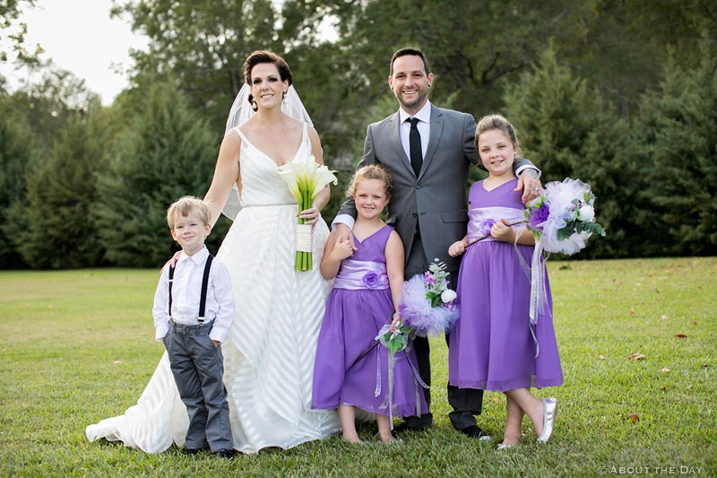 Bride and Groom with ring bearer and flower girls