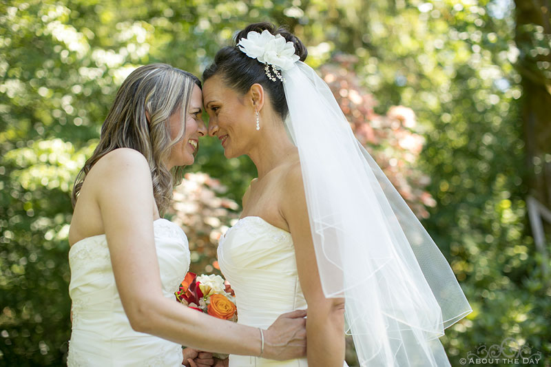 Two Brides romantic closeup