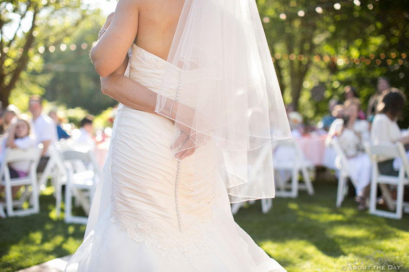 Brides dance closeup at Albees Garden in Olympia