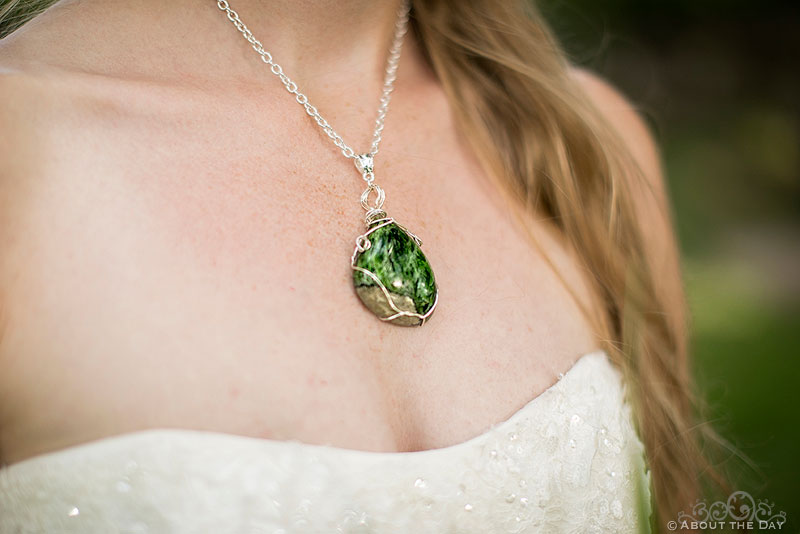 Bride shows her green dragon stone