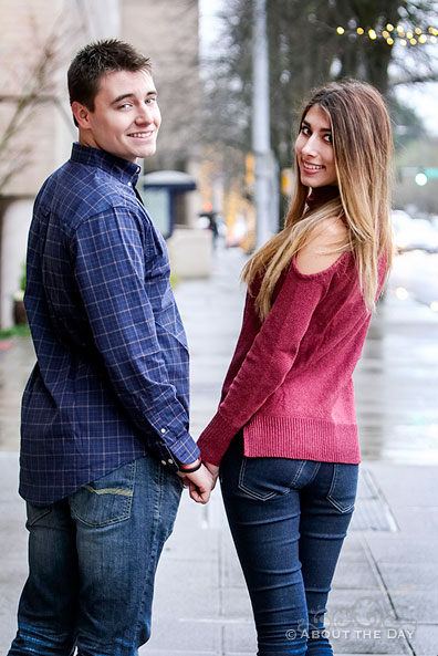 Will & Madelyn look over their sholders on the street