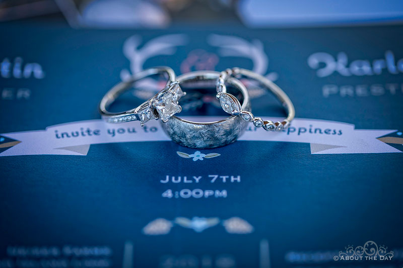 Wedding rings on the invitation