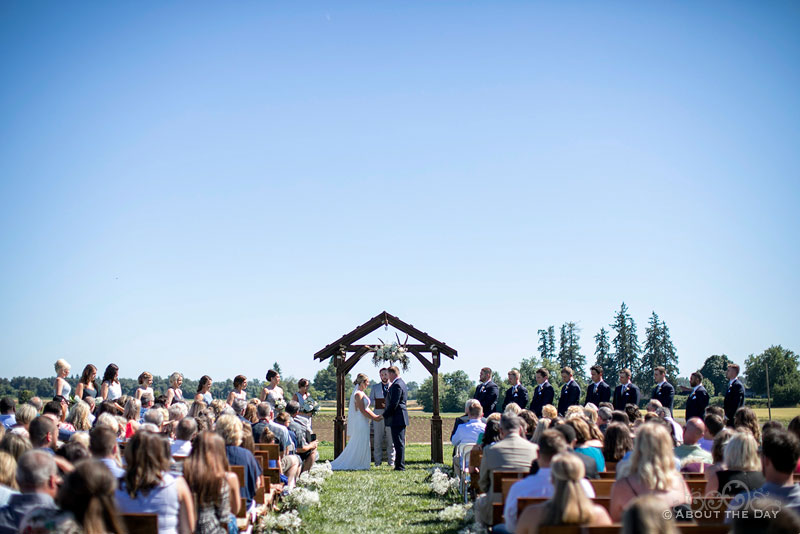 The wedding ceremony at Heiser Farms in Dayton Oregon