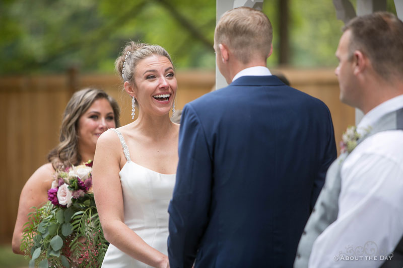 Hannah has a great laugh during the vows