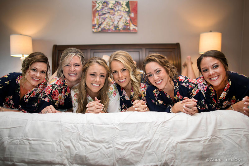 Courtney and her bridesmaids in their robes