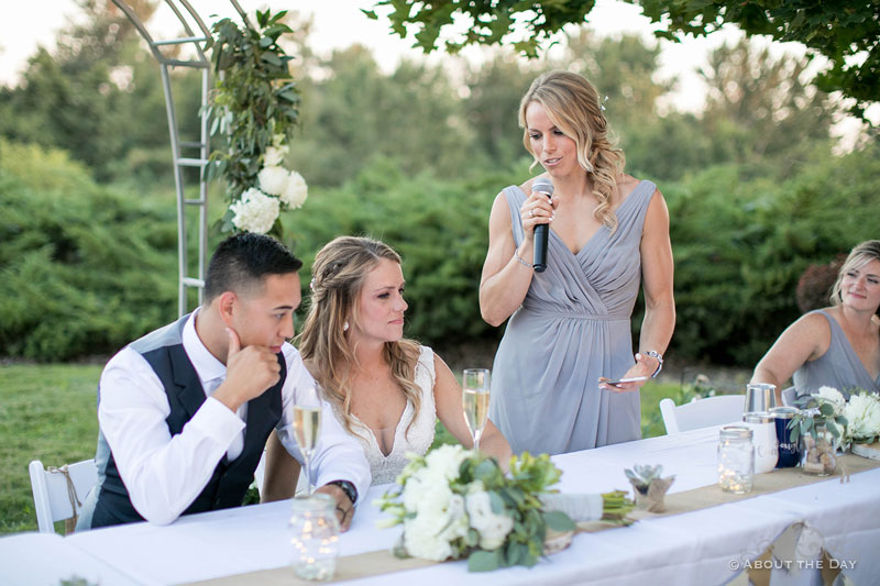 The Maid of Honor gives a toast
