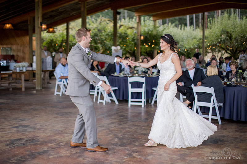 The couple's first dance at The Orchard at Sunshine Hill
