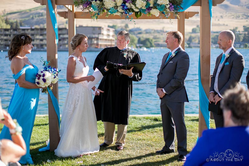 Wedding vows at Campbell's Resort at Lake Chelan