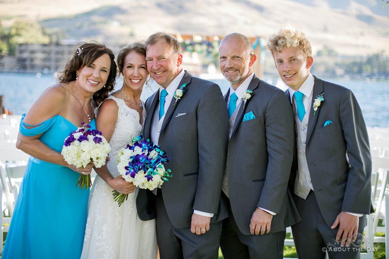 The Bride and Groom and their wedding part at Campbell's Resort at Lake Chelan