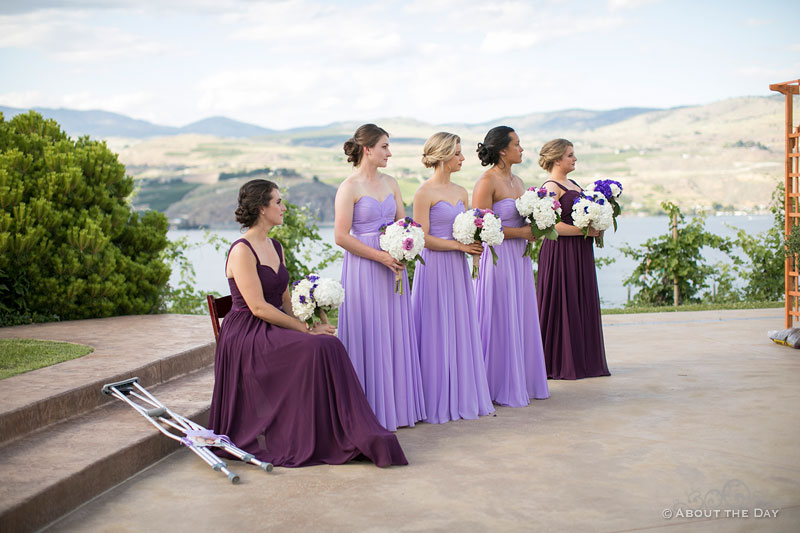 The lovely bridesmaids listen to the message during their wedding ceremony