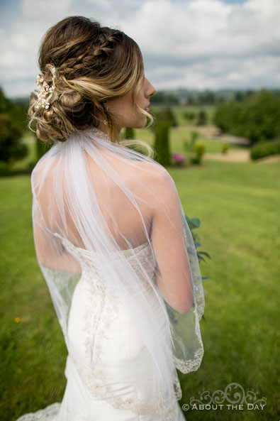 The back of Maddy's beautiful wedding dress