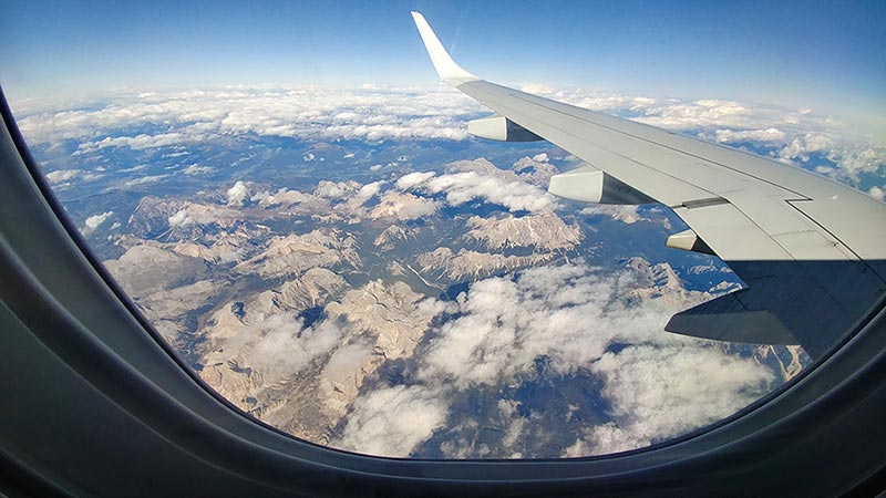 A view of the Dolomites from our airplane window