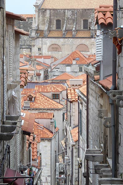 Looking at Debrovnik's tile roofs