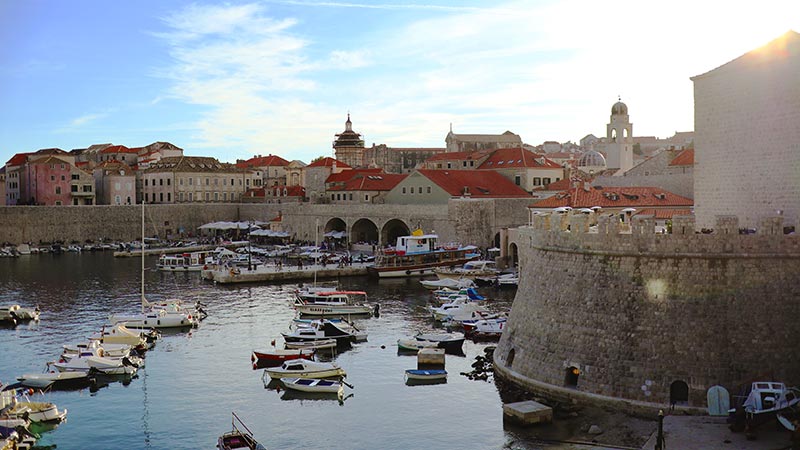 Debrovnik's port in the evening