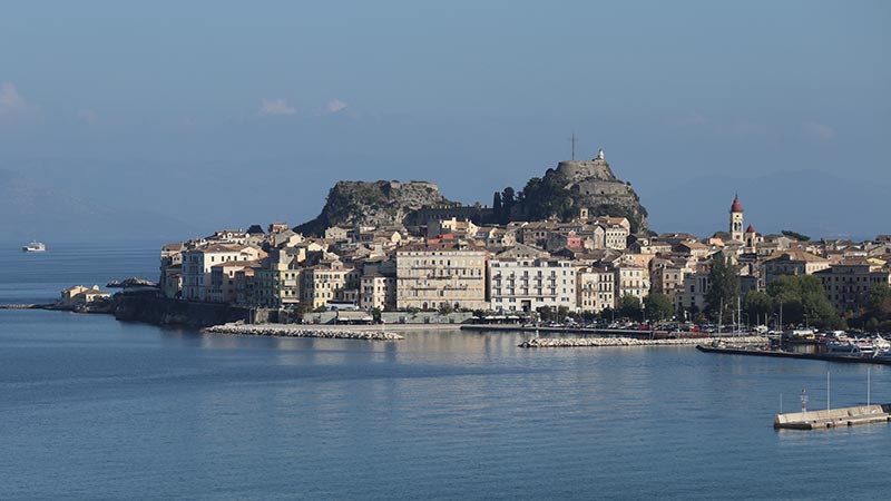 Seeing Corfu from our top deck of the ship