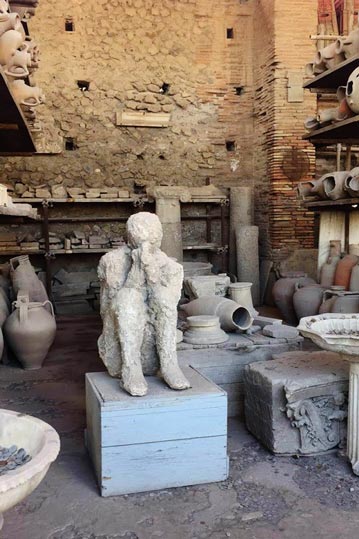 One of the many plaster casts of a resident from Pompei