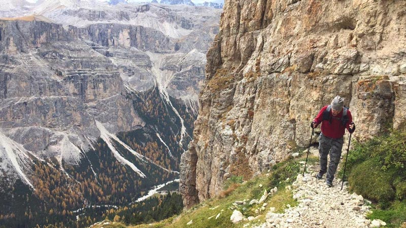 Stephen nears the top of trail 14 with awesome view into the Vallunga valley