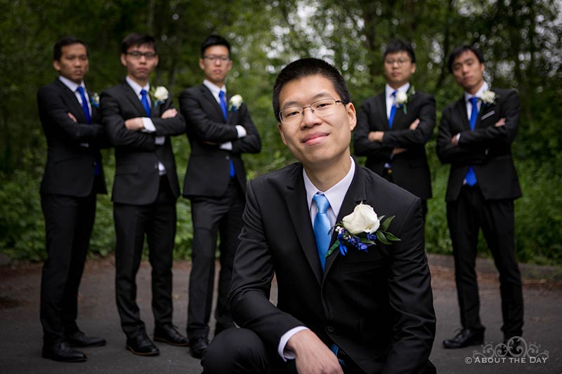 Elroy poses with his groomsmen