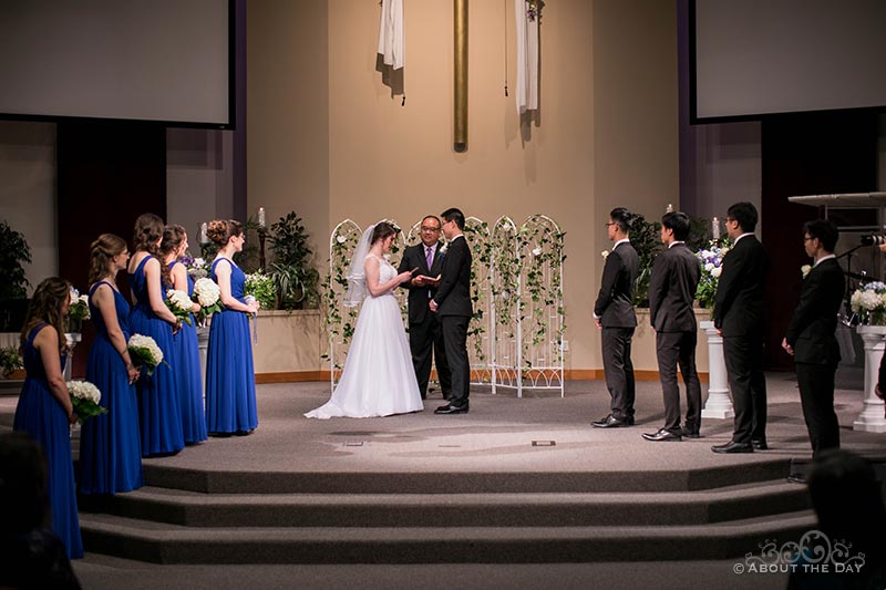 Elroy and Naomi during the wedding ceremony at North Creek Presbyterian Church
