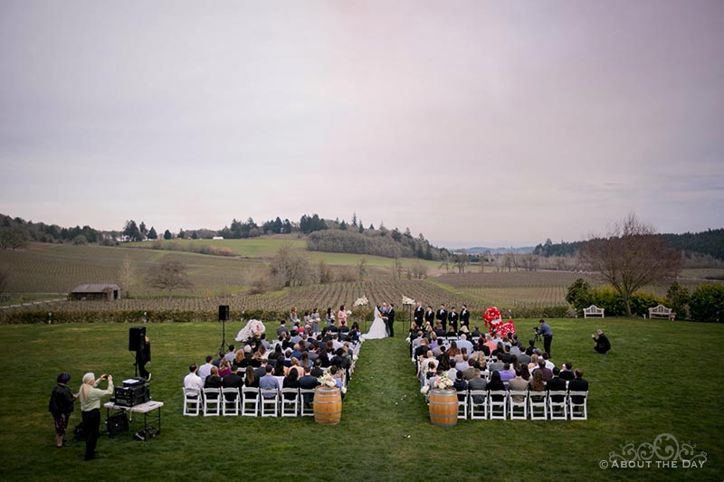 Overview of Garrett and Eugenia's ceremony at Zenith Vineyards