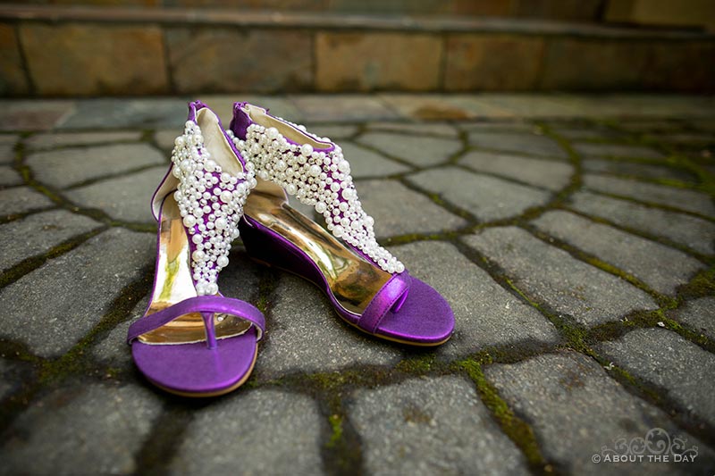 Raquel's purple wedding shoes