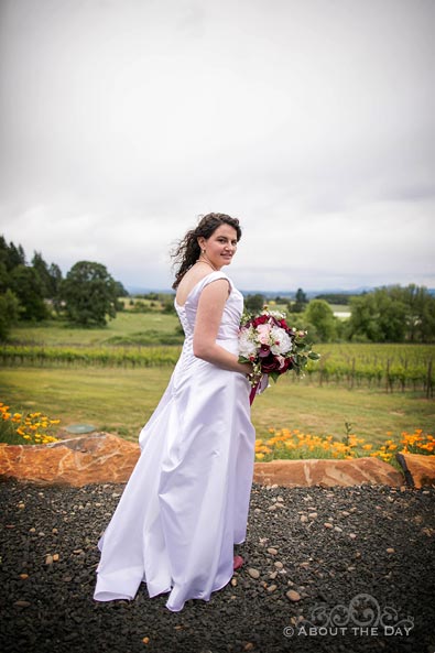 The Bride poses at Legacy Estate Vineyard