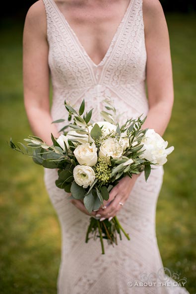 The Bride shows her boquet