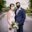 David & Vanessa wear their Covid-19 wedding masks