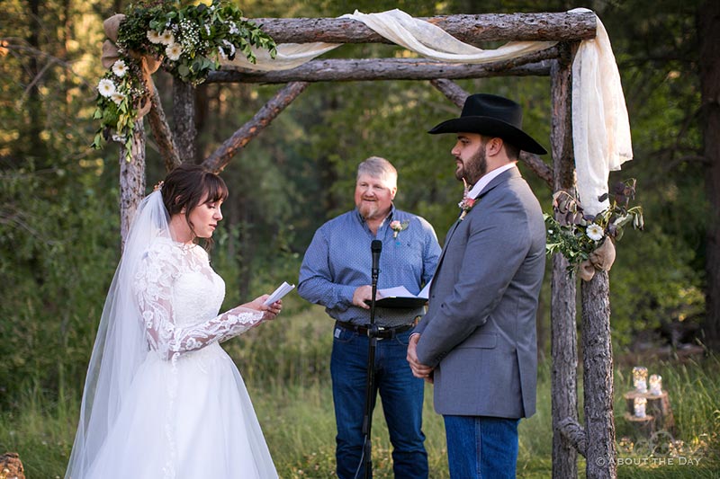 James & Courtney say their vows at The Barn At Blue Meadows